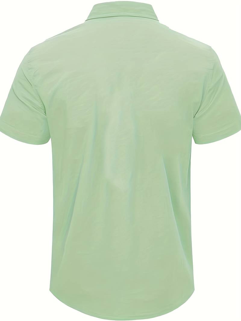 Men’s Short-Sleeve Button-Up Shirt - Classic Collar - Lightweight Relaxed Fit