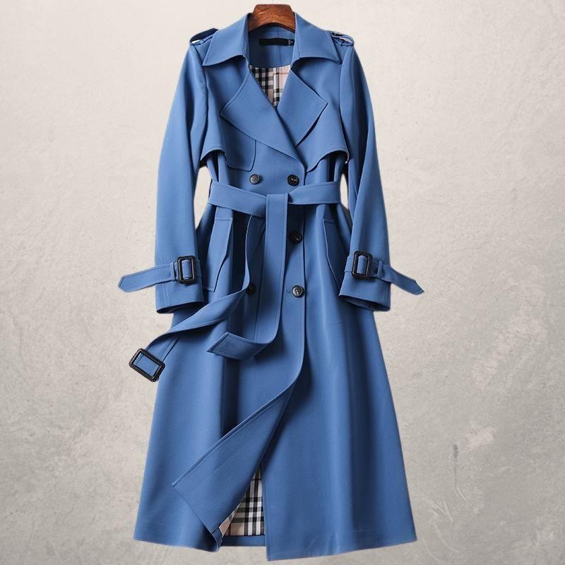 Women’s Trenchcoat – Tailored Fit – Double-Breasted – Belted Waist – Woven Cotton
