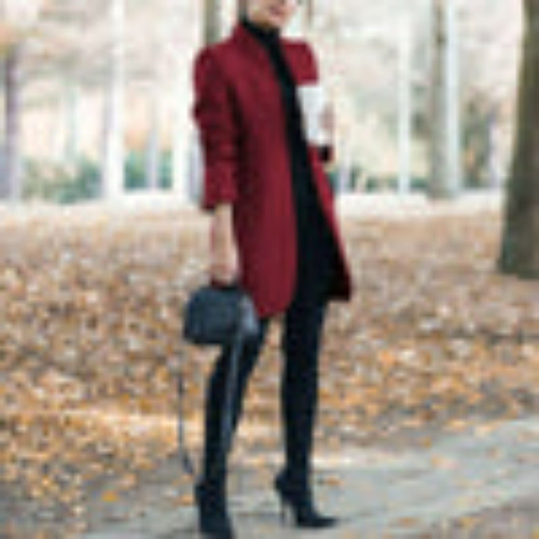Women’s Coat – Tailored Fit – Soft Plush – Knee Length – Elegant Minimalist Design