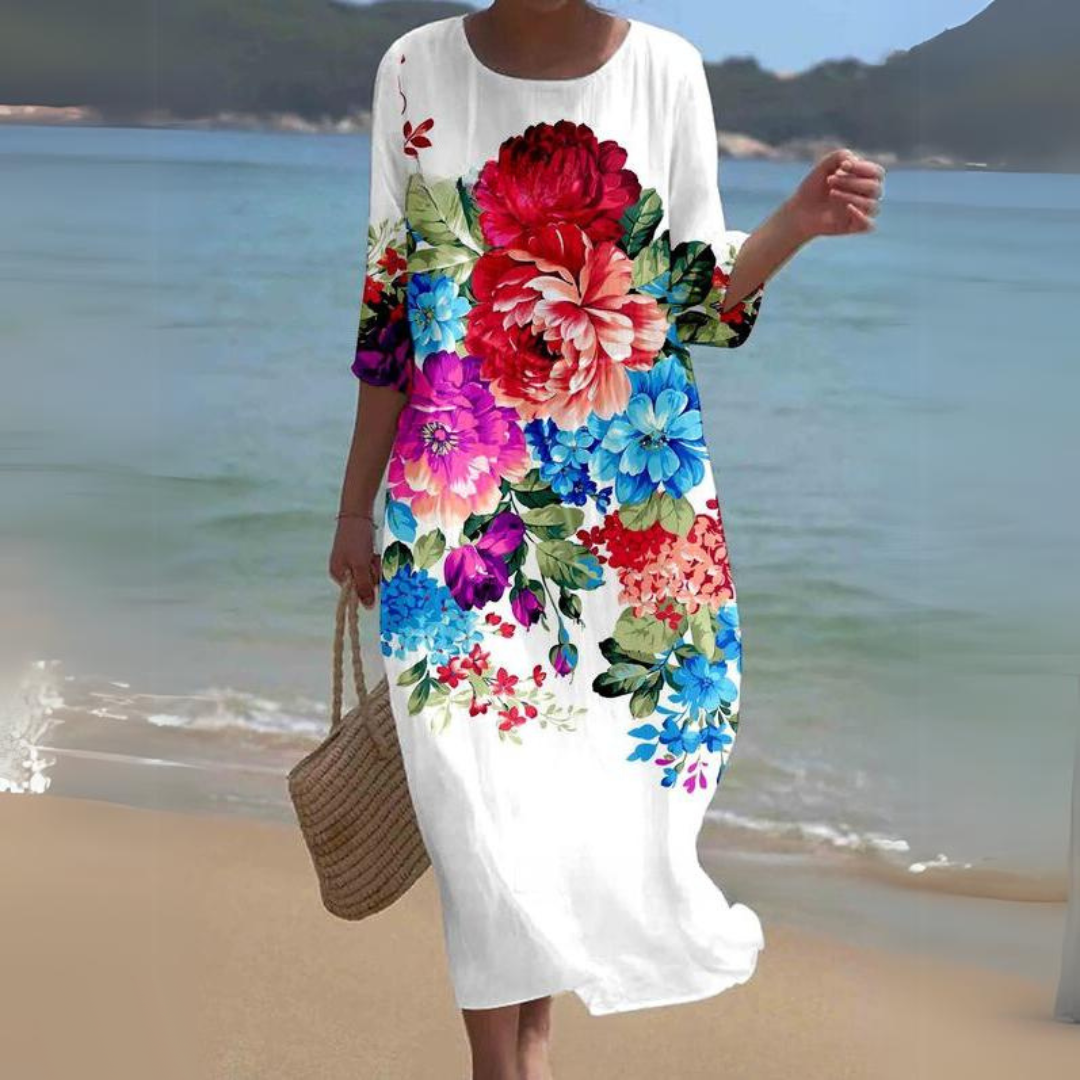 Elegant Women's Midi Dress – Flowy, Lightweight, All-Season Style for Effortless Chic