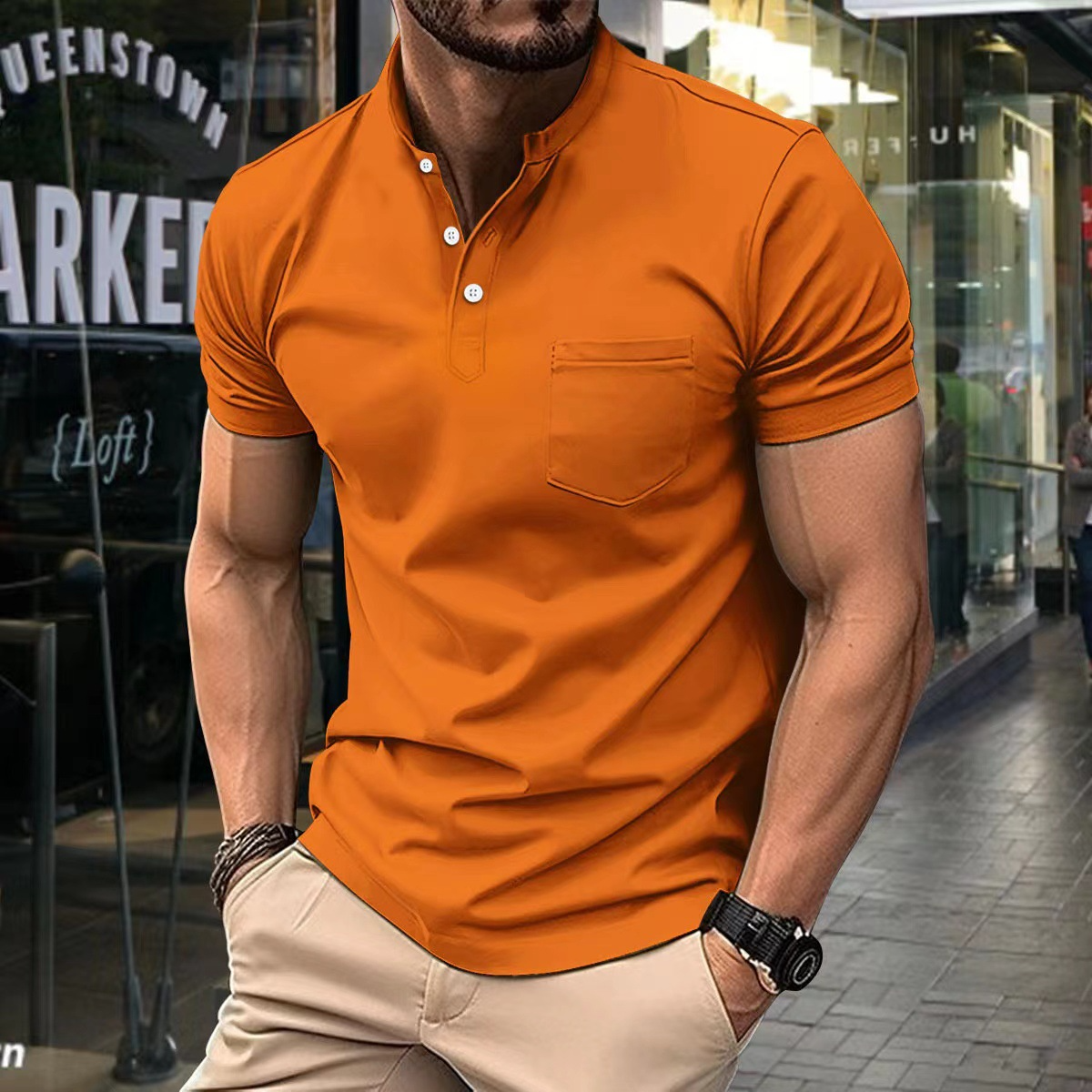 Men’s Polo Shirt – Slim Fit – Soft Knit – Half Collar – Short Sleeve – Chest Pocket