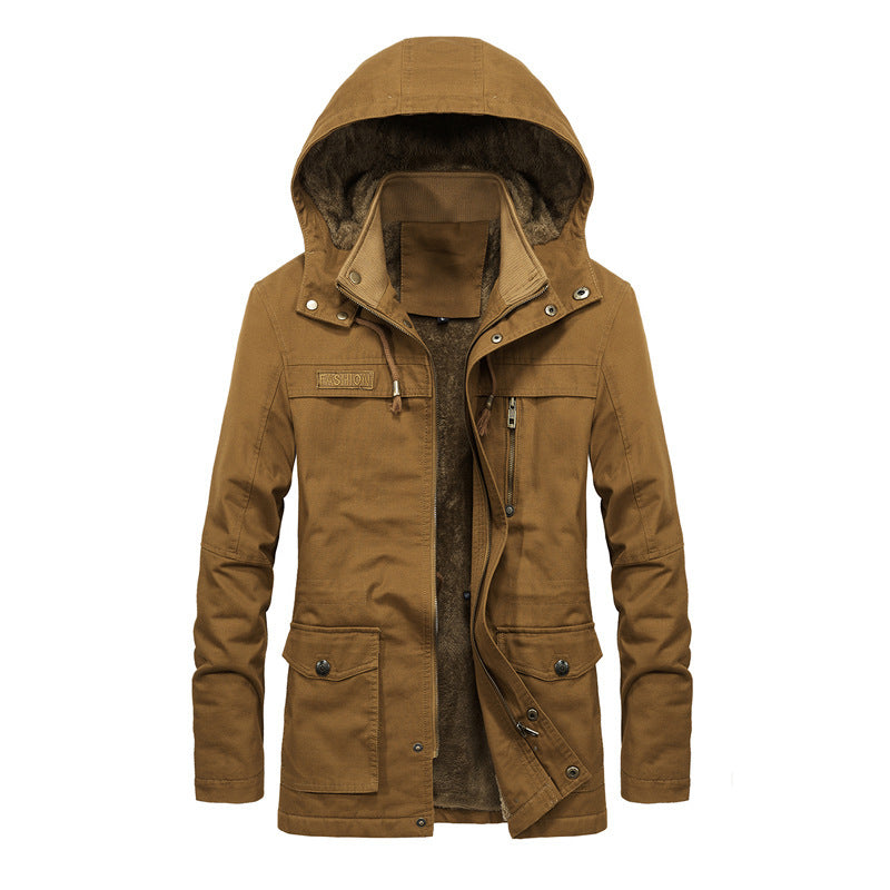 Men’s Jacket – Relaxed Fit – Sherpa Lined – Hooded with Snap Collar – Multi-Pocket