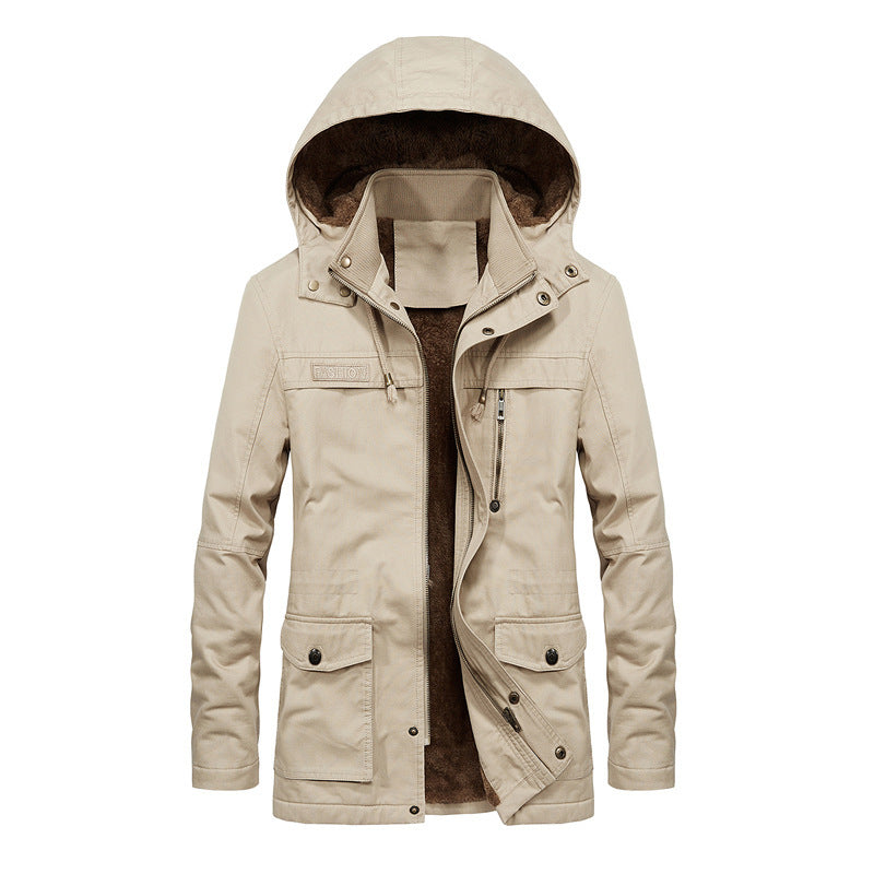Men’s Jacket – Relaxed Fit – Sherpa Lined – Hooded with Snap Collar – Multi-Pocket