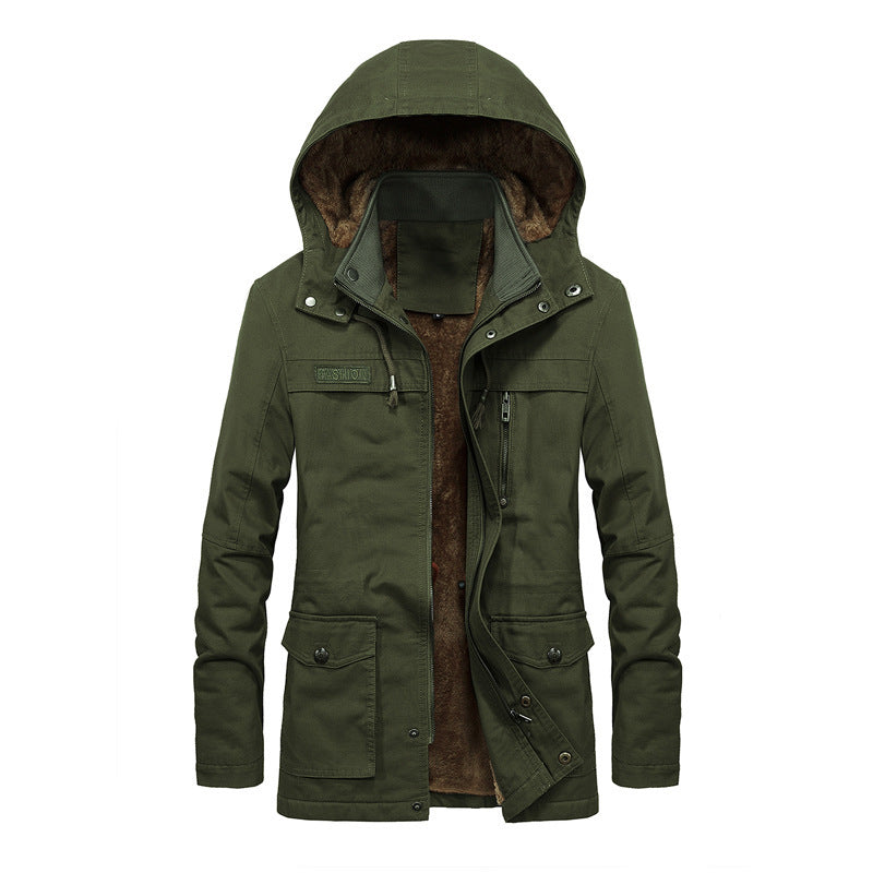 Men’s Jacket – Relaxed Fit – Sherpa Lined – Hooded with Snap Collar – Multi-Pocket
