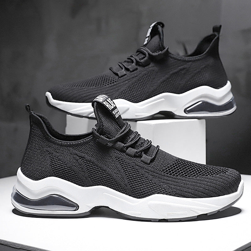 Men’s Athletic Sneakers – Flyknit Upper – Air Cushion Sole – Lightweight Flexible Fit