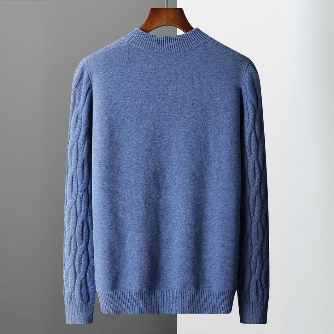 Unisex Cashmere Sweater – Relaxed Fit – Cable Knit – Ribbed Crew Neck