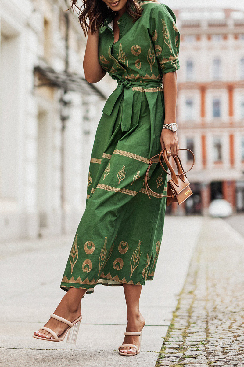 Vintage Short-Sleeved Cotton Dress