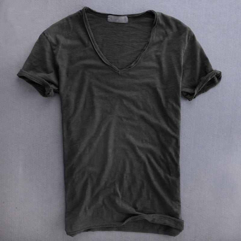 Men’s T-shirt – Soft Knit – V-Neck – Standard Fit – Short Sleeve – Natural Fibers