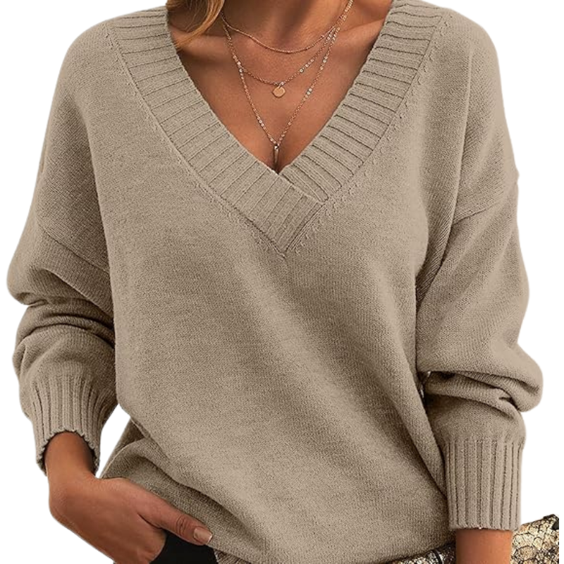 Women's V-Neck Sweater - Soft Knit - Elegant Everyday Wear