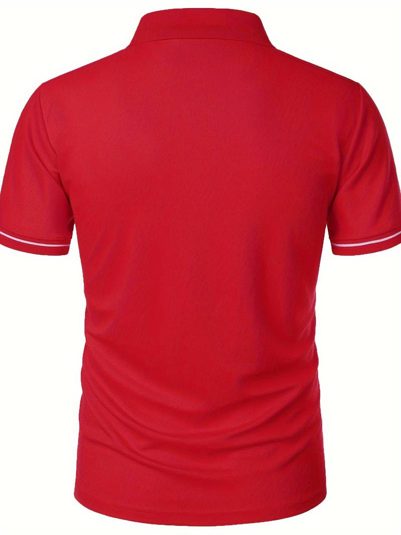 Men’s Polo Shirt – Slim Fit – Short Sleeve – Quarter Zip – Stylish Contrast Detail