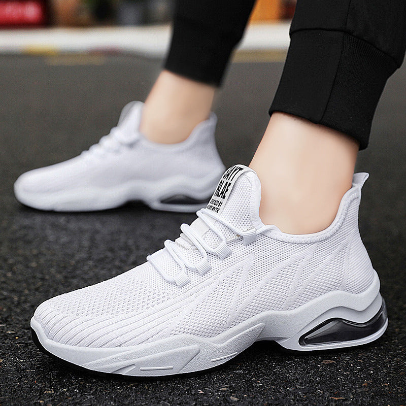 Men’s Athletic Sneakers – Flyknit Upper – Air Cushion Sole – Lightweight Flexible Fit