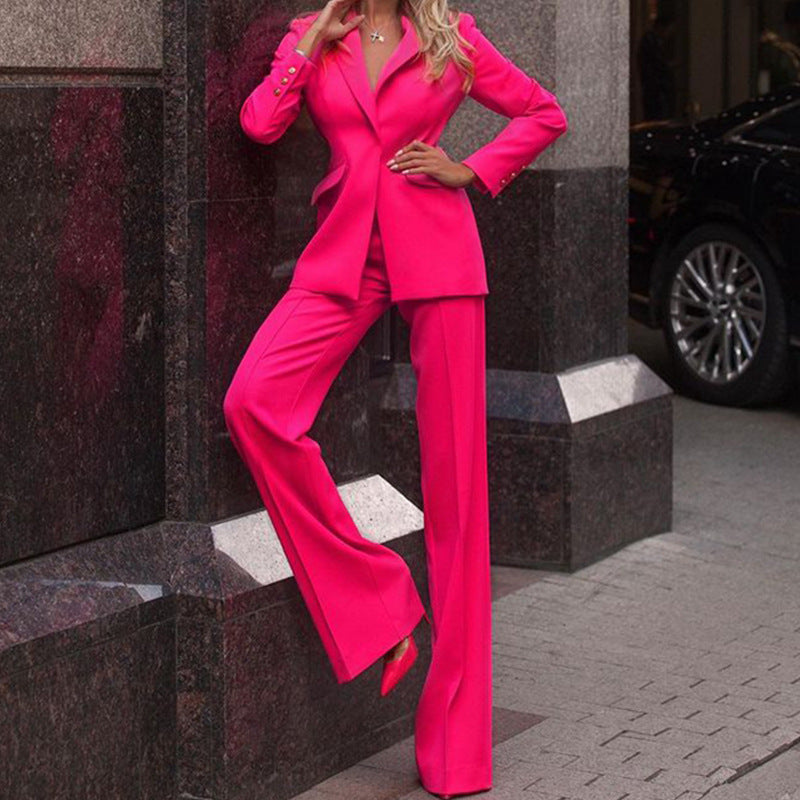 Women’s Blazer and Trousers Suit – Tailored Fit – High Waist – Straight Leg – Formal Wear
