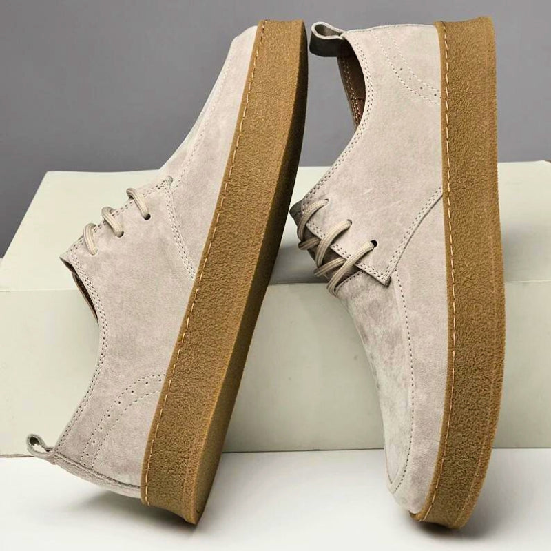 Men’s Dress Shoes – Leather Suede Finish – Low-Top Rounded Toe – Lace-Up Formal Style