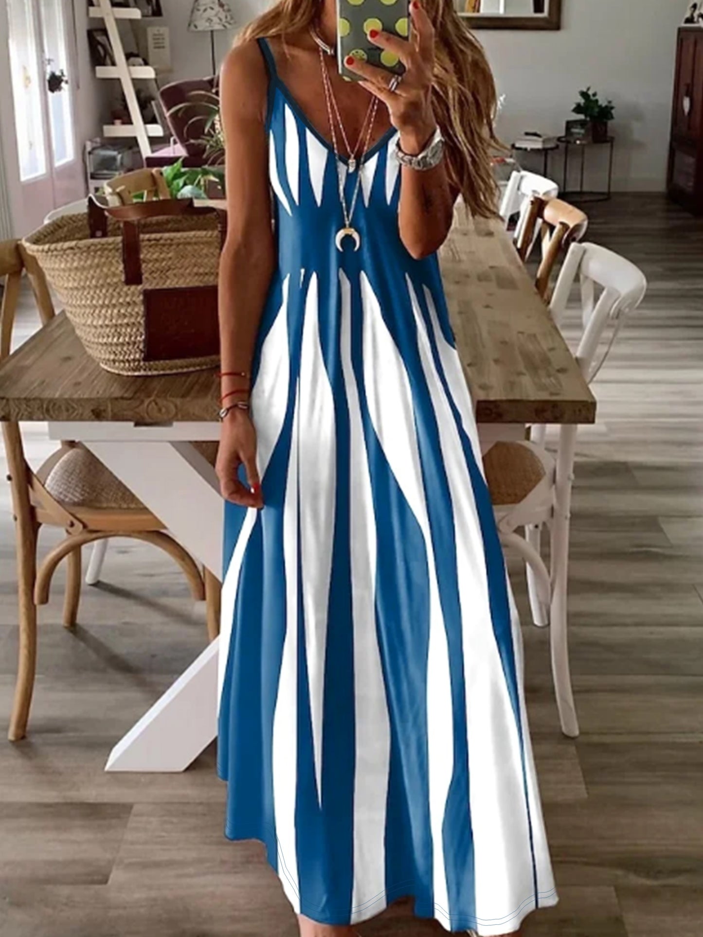 Women’s Maxi Dress – Sleeveless V-Neck – Relaxed Fit – Lightweight Casual Wear