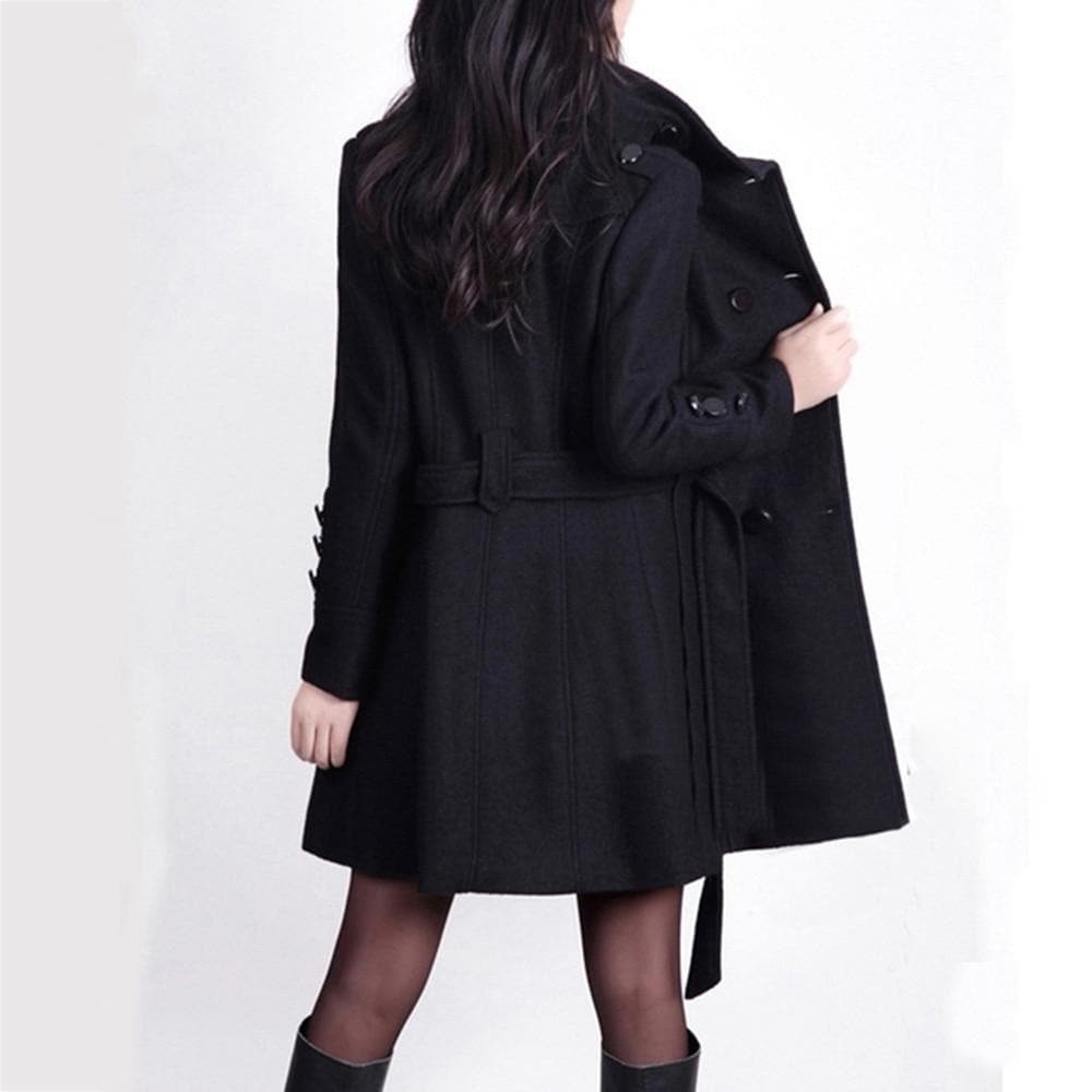 Women’s Trench Coat – Wool Blend – Tailored Fit – Double-Breasted – Belted Waist