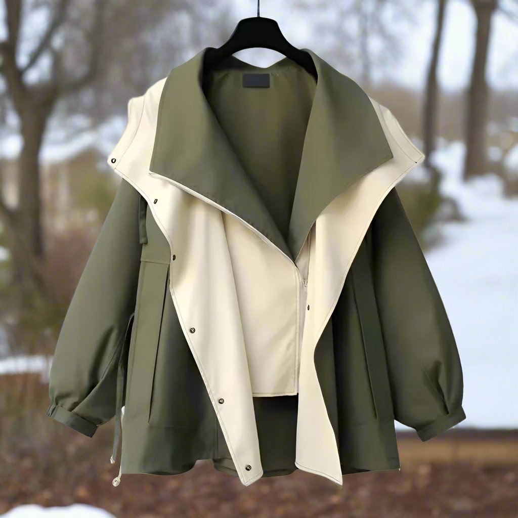 Women’s Oversized Jacket – Soft Fabric – Hidden Closure – Adjustable Sleeves – Large Pockets
