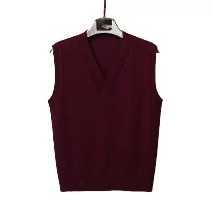Women’s Sweater Vest – Wool Blend Knit – V-Neck – Ribbed Trim – Relaxed Fit