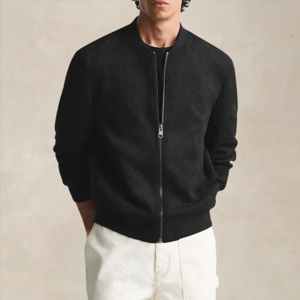 Men’s Bomber Jacket – Regular Fit – Zip Front – Ribbed Trim – Smart Casual