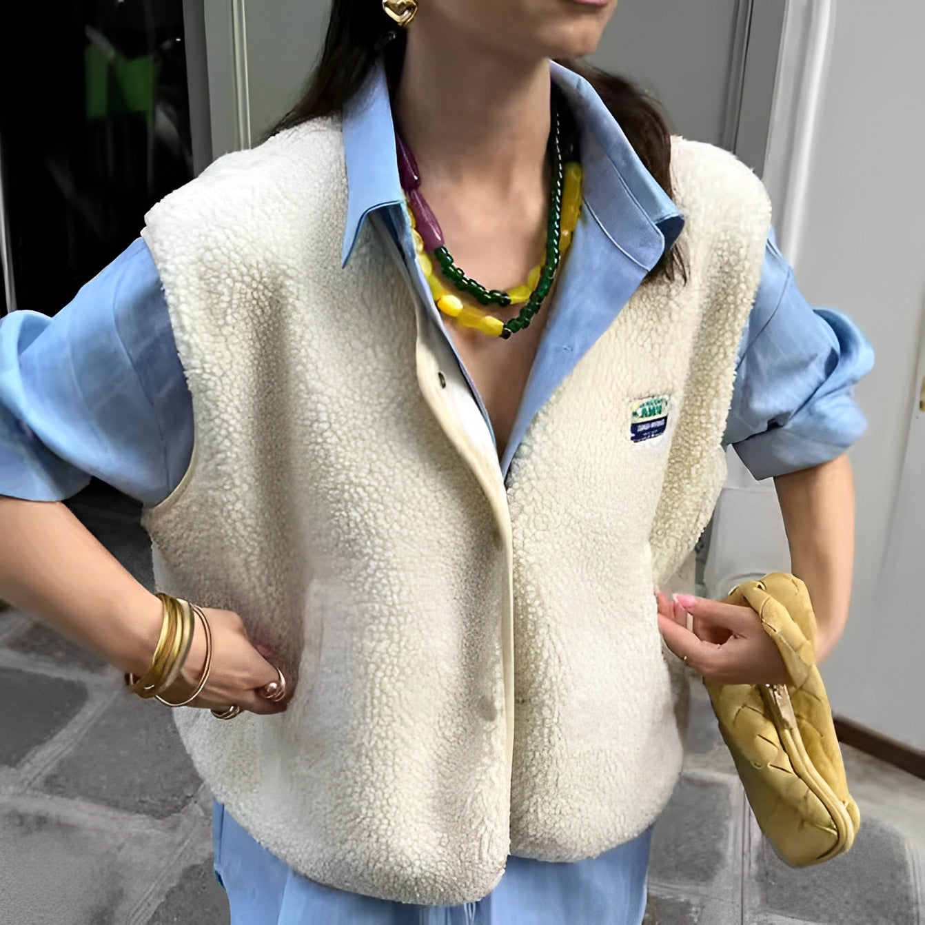 Women’s Fleece Vest – Relaxed Fit – Single-Breasted – Hip Length Casual Layering