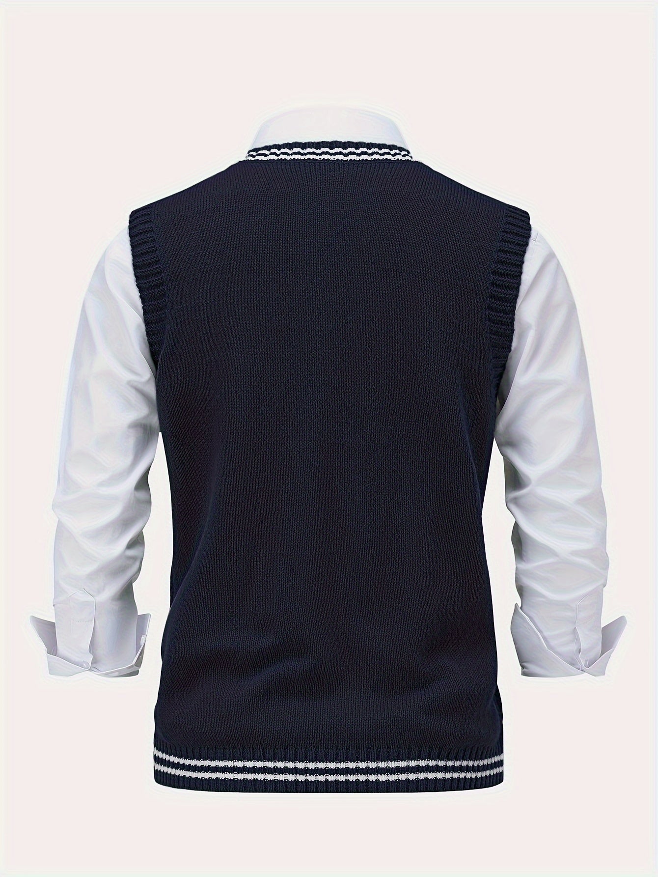 Men’s Sweater Vest - Cable Knit - V-Neck - Ribbed Trim - Classic Knitwear