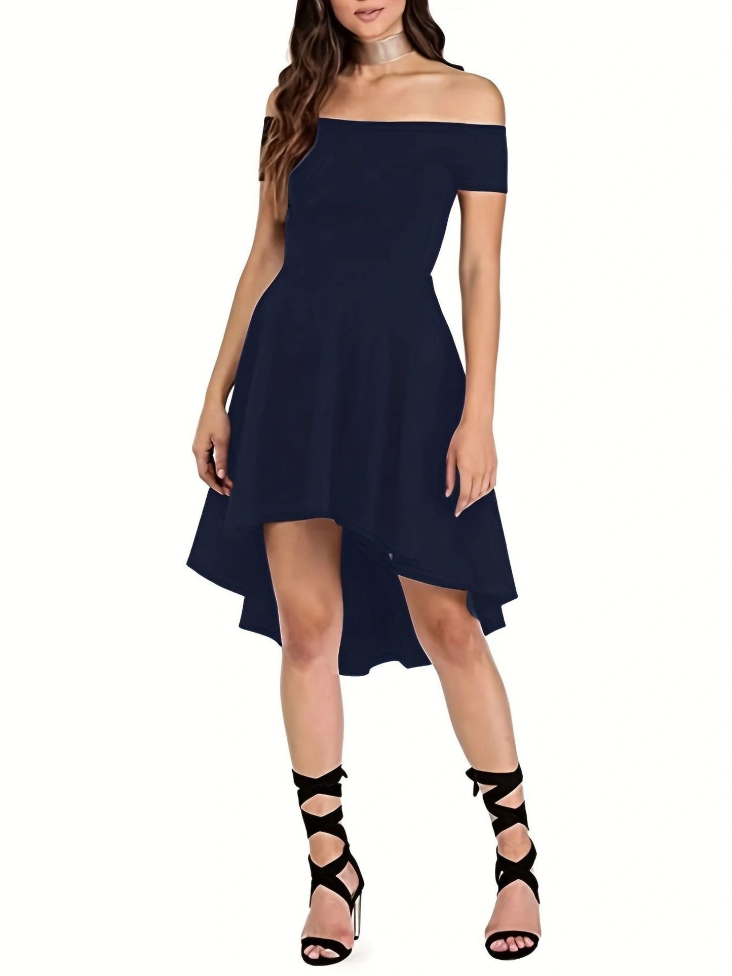 Off-shoulder high low dress for women
