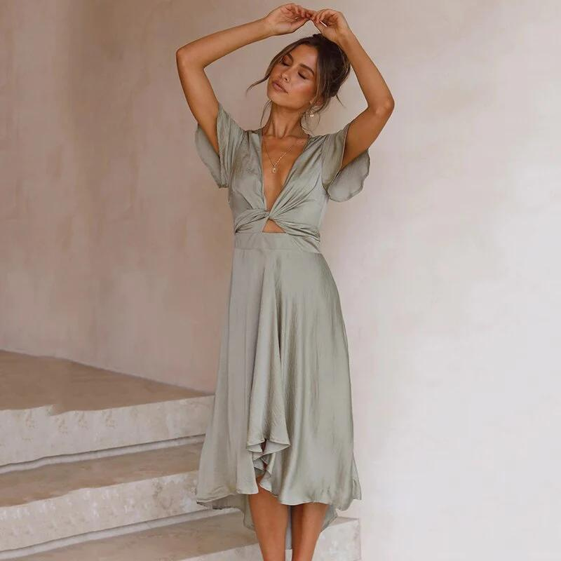 Elegant Summer Dress for Women - Sleeveless Midi Dress