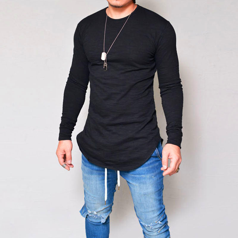 Men’s Long Sleeve T-shirt – Slim Fit – Round Neck – Soft Cotton Blend
