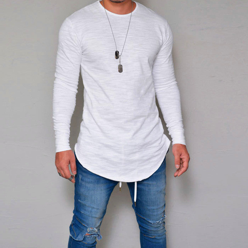 Men’s Long Sleeve T-shirt – Slim Fit – Round Neck – Soft Cotton Blend
