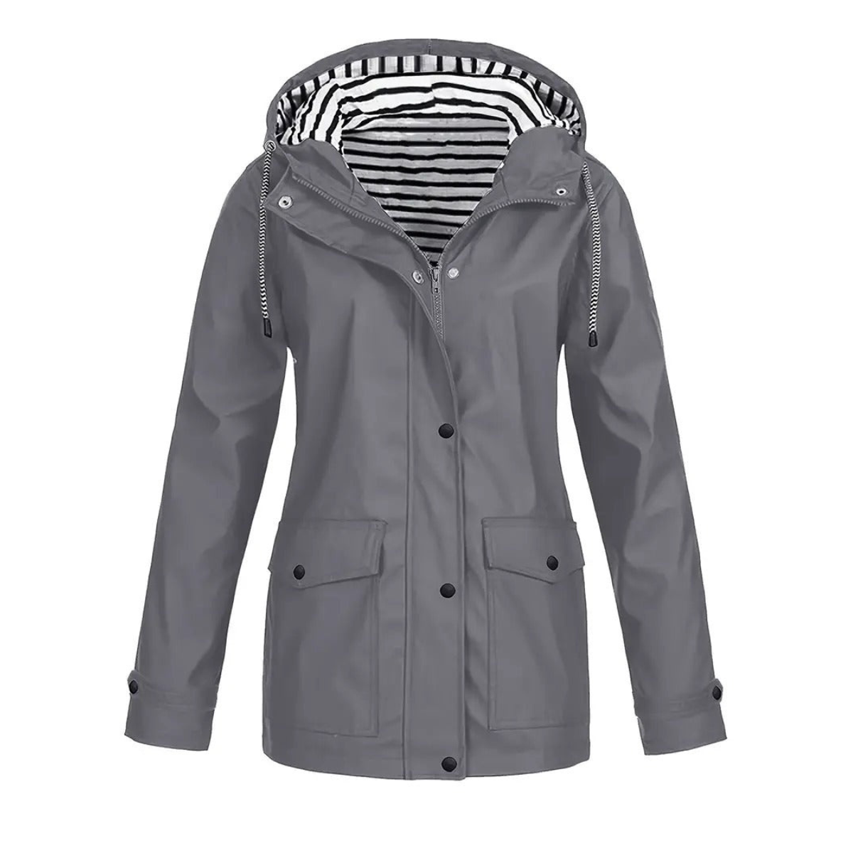 Women’s Raincoat – Relaxed Fit – Adjustable Hood – Mid-Length Outdoor Wear