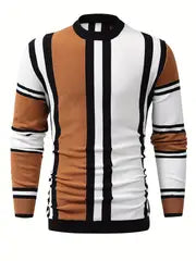 Slim-fit striped knit sweater for men