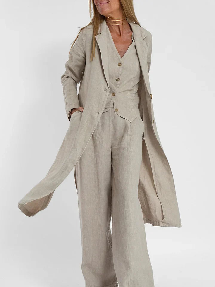 Women's Tailored Vest - Lightweight Linen - Fitted Buttoned Front - Versatile Formal & Casual