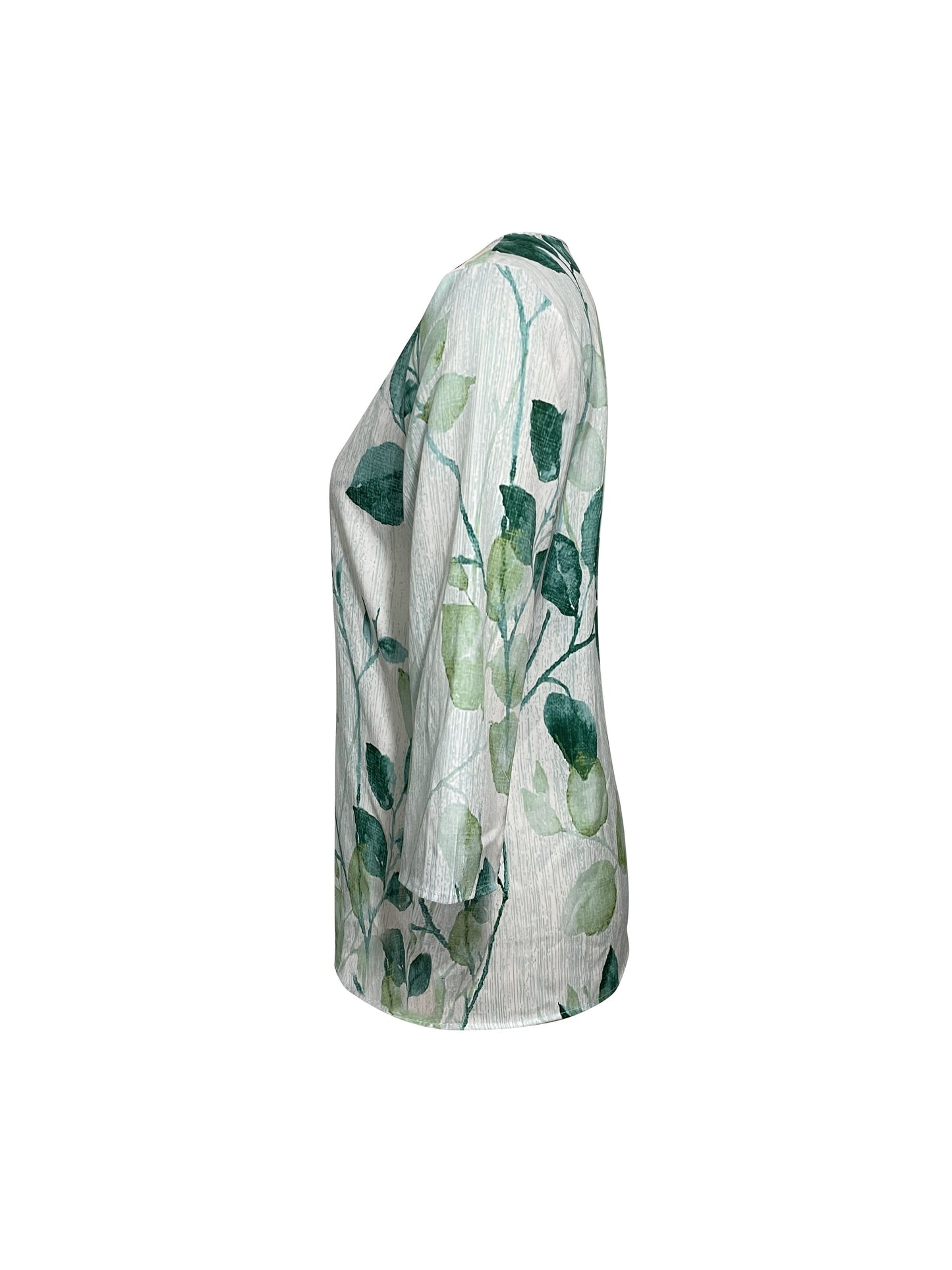 Leaf print v-neck formal blouse for women