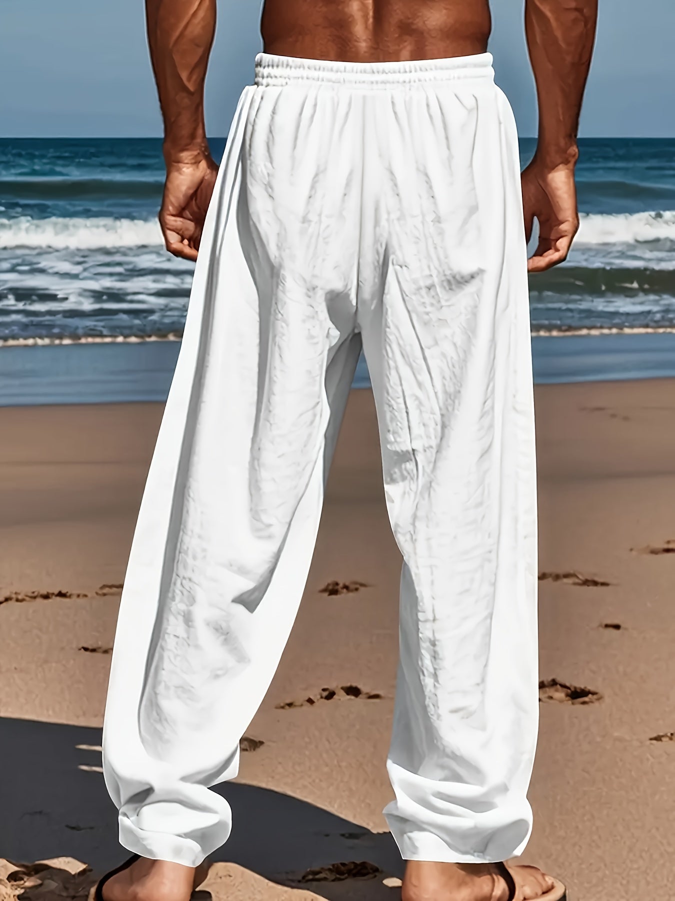 Men’s Casual Trousers - Loose Fit - Lightweight Breathable - Drawstring Waist
