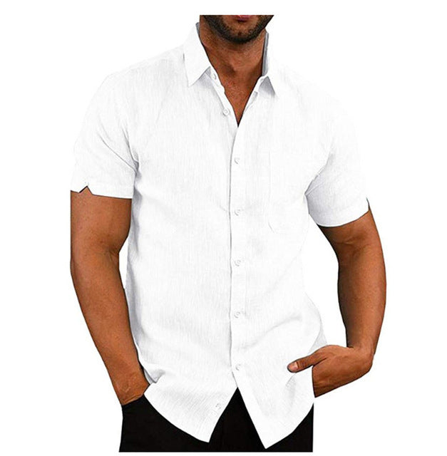 Men’s Short-Sleeve Button-Up Shirt - Classic Collar - Lightweight Relaxed Fit
