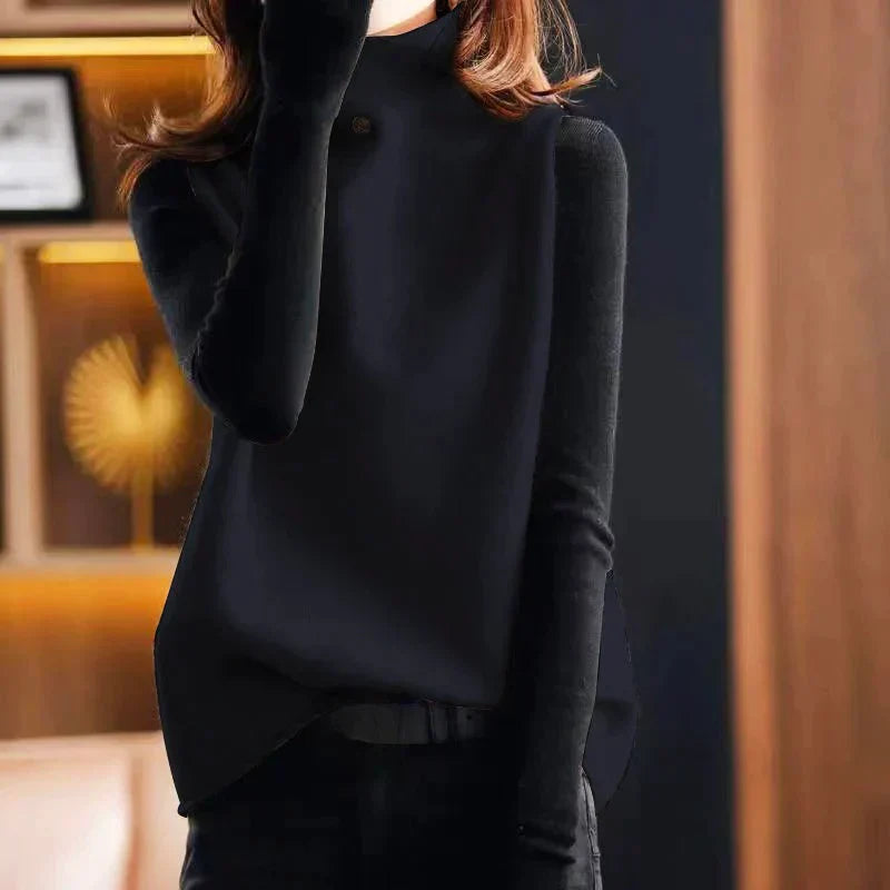 Women’s Sweater Vest – Wool Feel – Turtleneck – Relaxed Fit – Hip Length – Minimalist Style