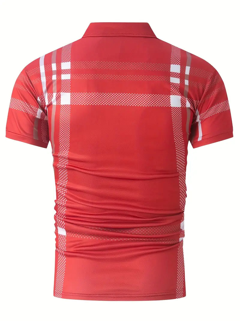 Men’s Polo Shirt - Plaid Pattern - Slim Fit - Short Sleeve Classic Casual Wear