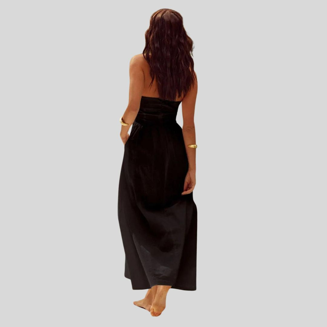 Women's Maxi Dress - Square Neck - A-Line Silhouette - Wide Straps - Flowy Lightweight