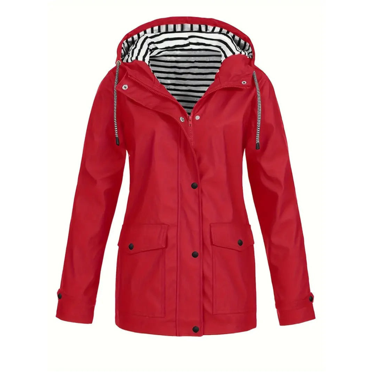 Women’s Raincoat – Relaxed Fit – Adjustable Hood – Mid-Length Outdoor Wear