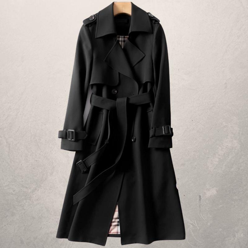Women’s Trenchcoat – Tailored Fit – Double-Breasted – Belted Waist – Woven Cotton