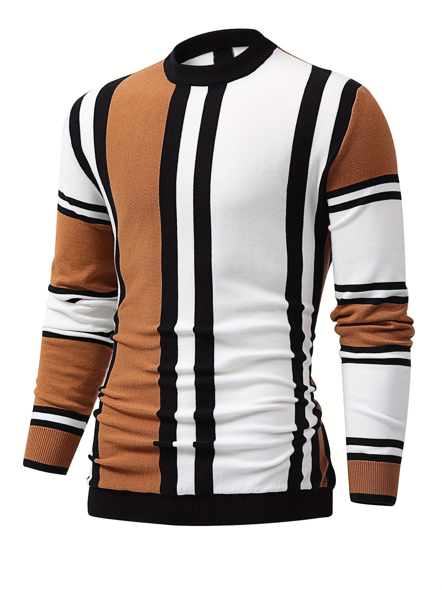 Slim-fit striped knit sweater for men