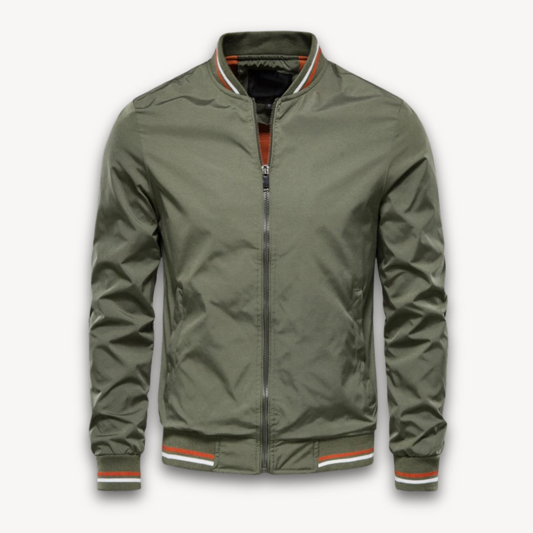 Men’s Bomber Jacket – Lightweight Zip-Up – Relaxed Fit – Ribbed Trim – Sporty Style