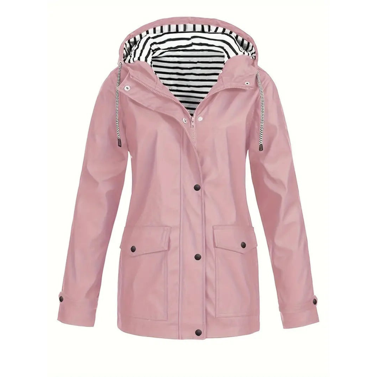 Women’s Raincoat – Relaxed Fit – Adjustable Hood – Mid-Length Outdoor Wear