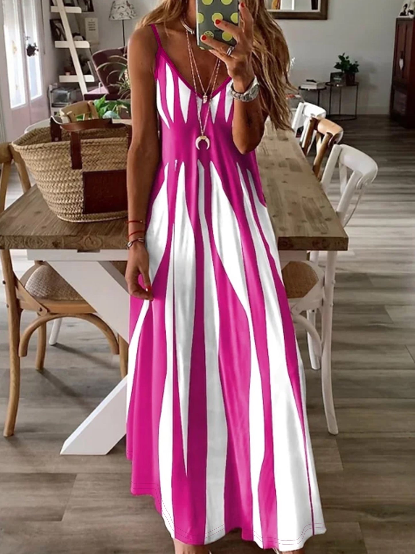 Women’s Maxi Dress – Sleeveless V-Neck – Relaxed Fit – Lightweight Casual Wear