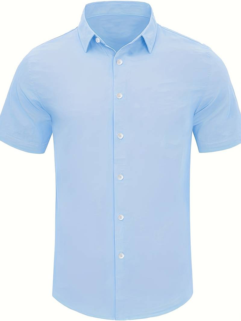 Men’s Short-Sleeve Button-Up Shirt - Classic Collar - Lightweight Relaxed Fit