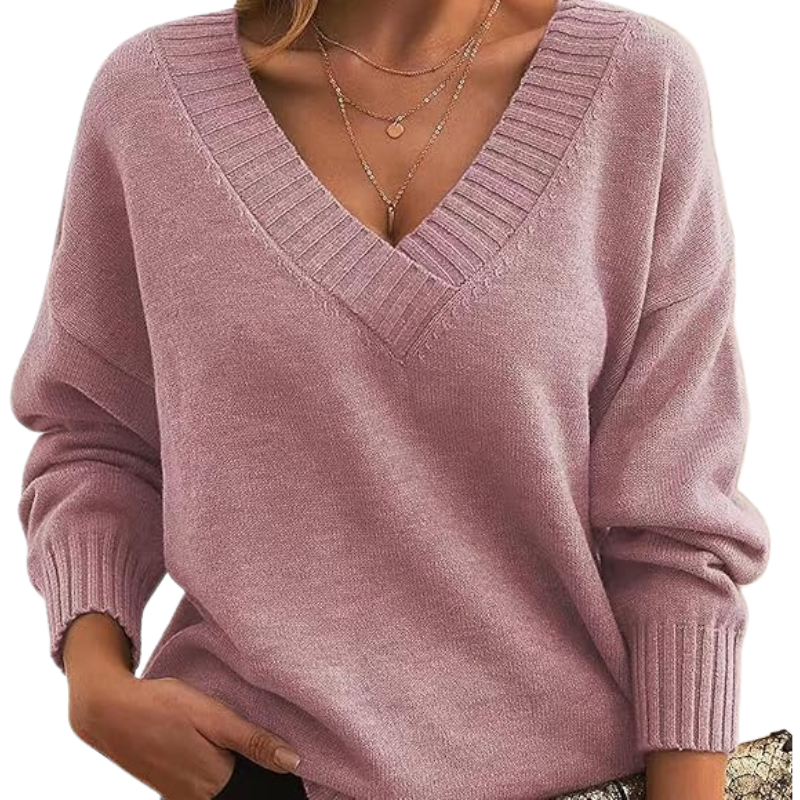 Women's V-Neck Sweater - Soft Knit - Elegant Everyday Wear