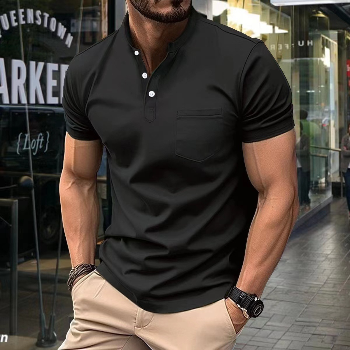 Men’s Polo Shirt – Slim Fit – Soft Knit – Half Collar – Short Sleeve – Chest Pocket