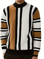 Slim-fit striped knit sweater for men