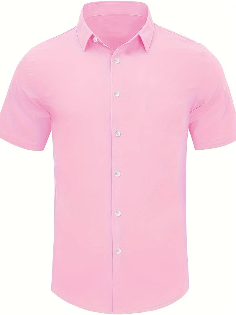 Men’s Short-Sleeve Button-Up Shirt - Classic Collar - Lightweight Relaxed Fit