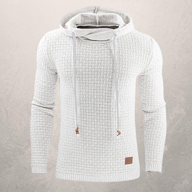 Men’s Hooded Sweater – Slim Fit – Textured Knit – Drawstring Hood – Ribbed Cuffs