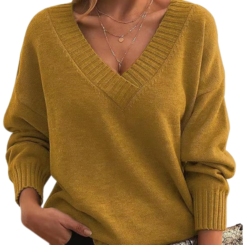 Women's V-Neck Sweater - Soft Knit - Elegant Everyday Wear